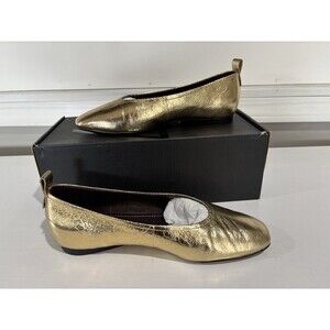 Naturalizer 27 EDIT Carla Leather Square Toe Casual Ballet Gold Flats Sz 5.5